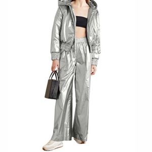 *NEW* Norma Kamali Silver Nylon Ripstop Elephant Pant (Sz M)